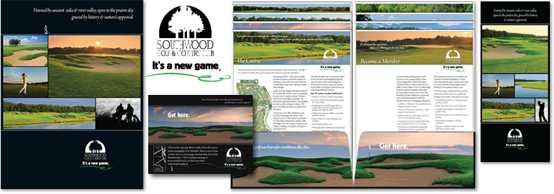 Southwood Golf & Country Club folder inserts brochure, graphic design, write, print consult