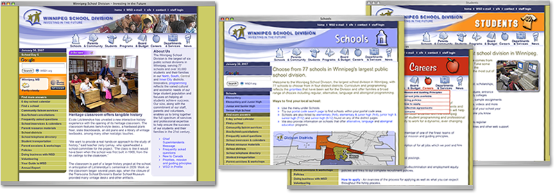 Winnipeg School Division, web consult, write, graphic design